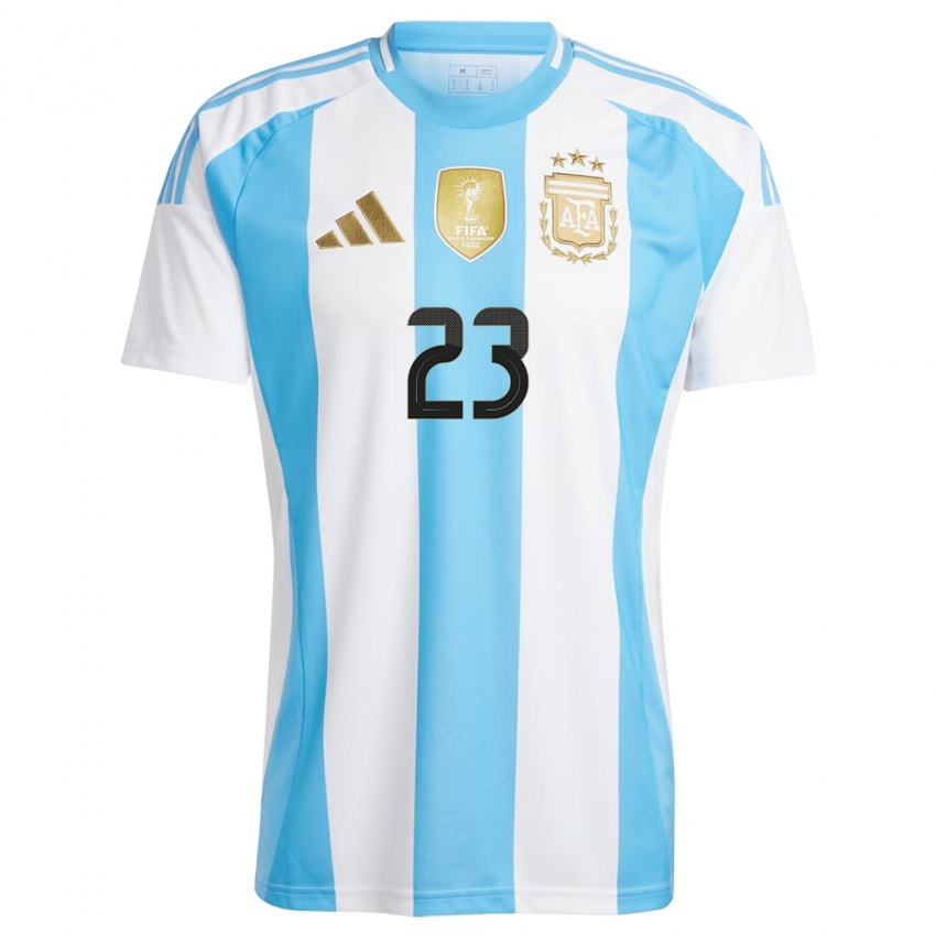 Niño Camiseta Argentina Emiliano Martinez #23 Blanco Azul 1ª Equipación 24-26 La Camisa Argentina