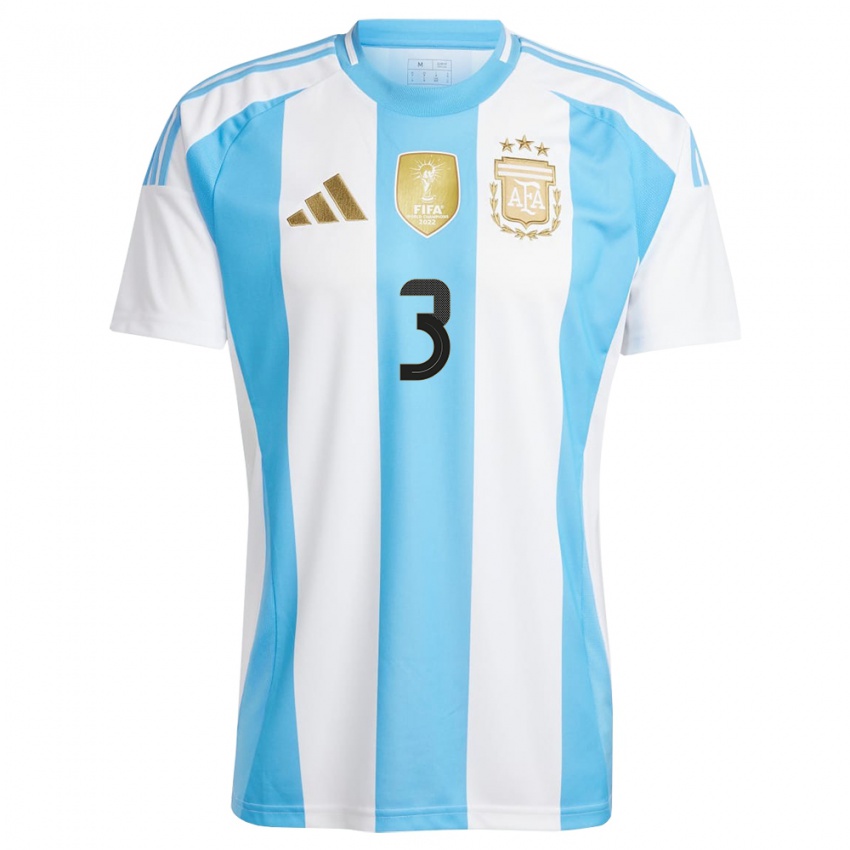 Niño Camiseta Argentina Julian Aude #3 Blanco Azul 1ª Equipación 24-26 La Camisa Argentina