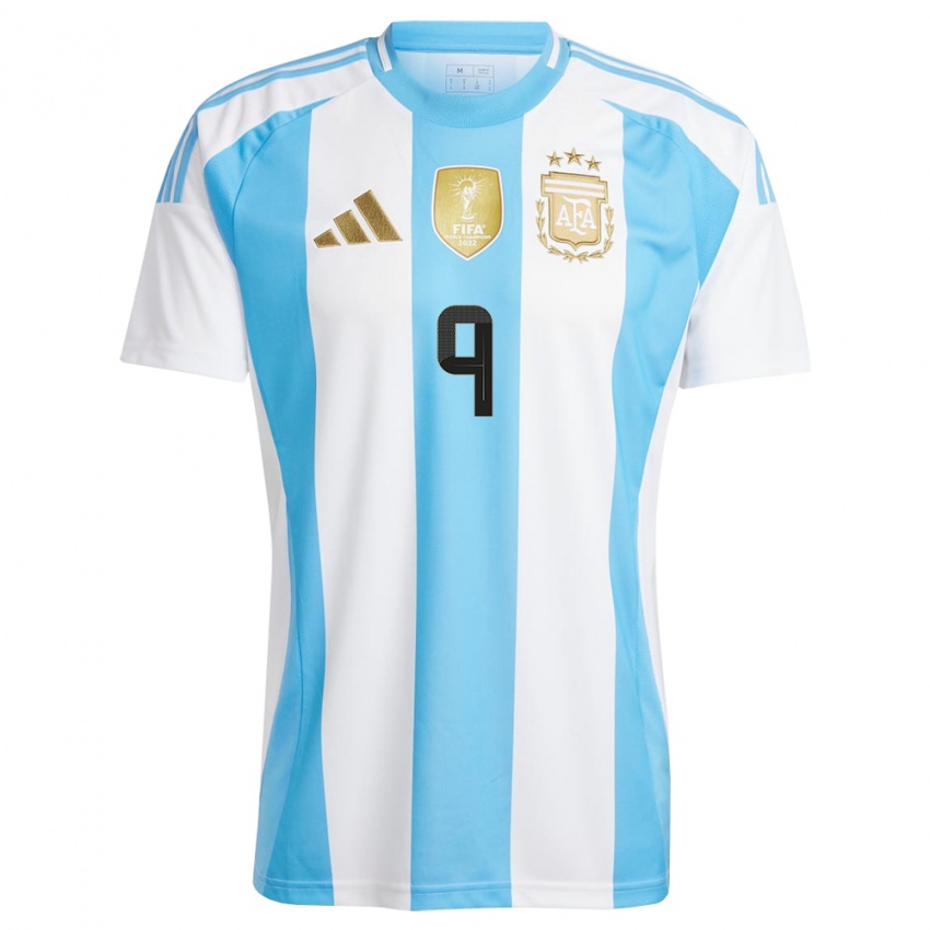 Niño Camiseta Argentina Julian Alvarez #9 Blanco Azul 1ª Equipación 24-26 La Camisa Argentina