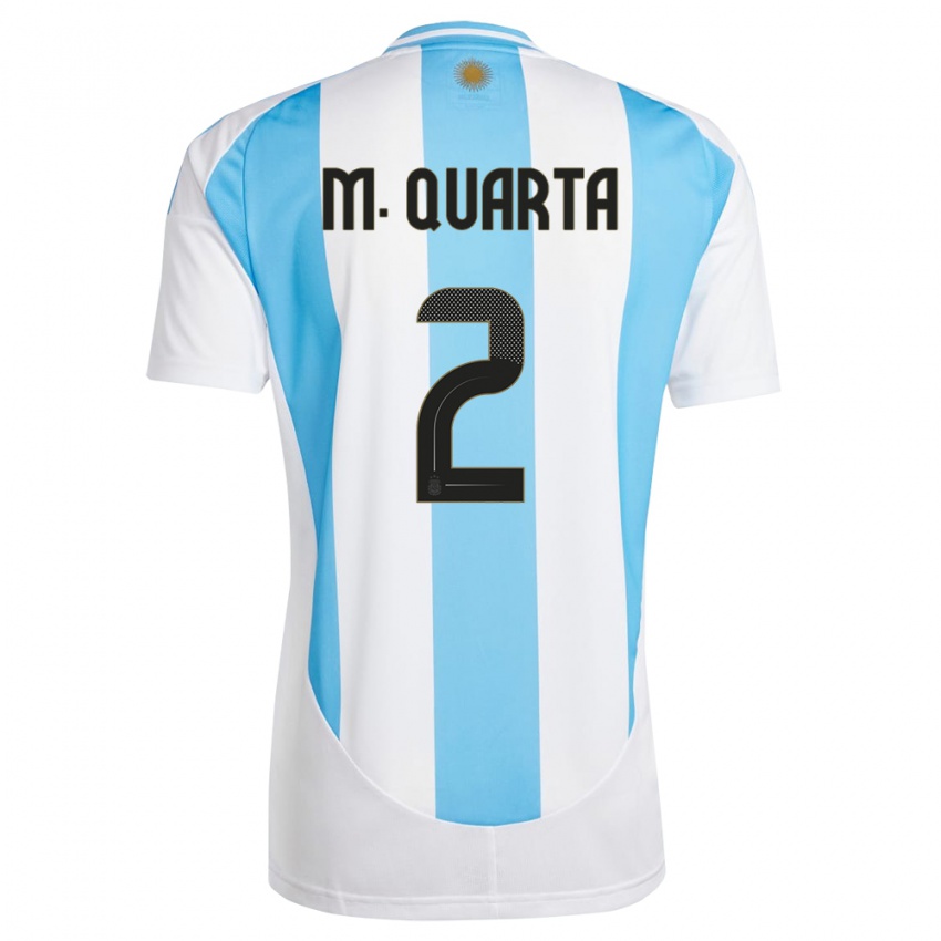 Niño Camiseta Argentina Lucas Martinez Quarta #2 Blanco Azul 1ª Equipación 24-26 La Camisa Argentina