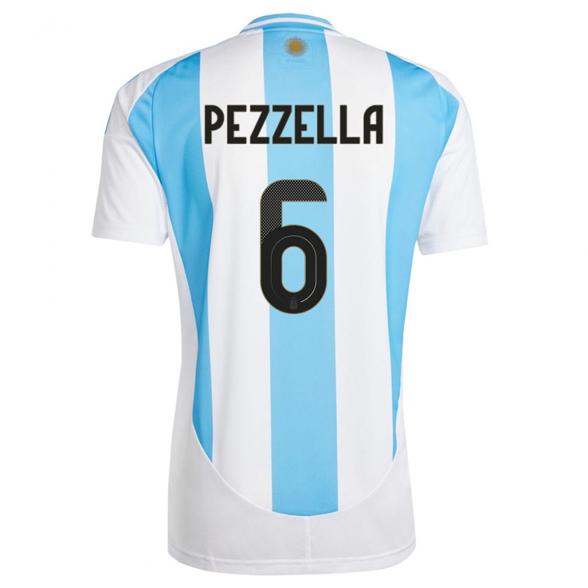 Niño Camiseta Argentina German Pezzella #6 Blanco Azul 1ª Equipación 24-26 La Camisa Argentina