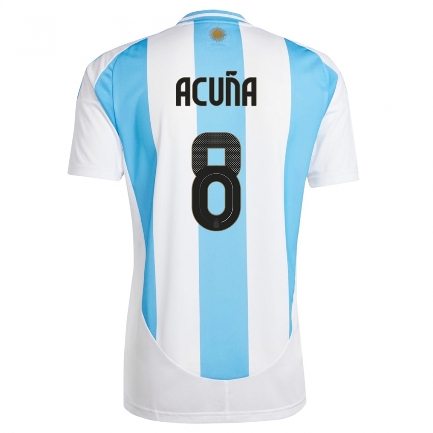 Niño Camiseta Argentina Marcos Acuna #8 Blanco Azul 1ª Equipación 24-26 La Camisa Argentina