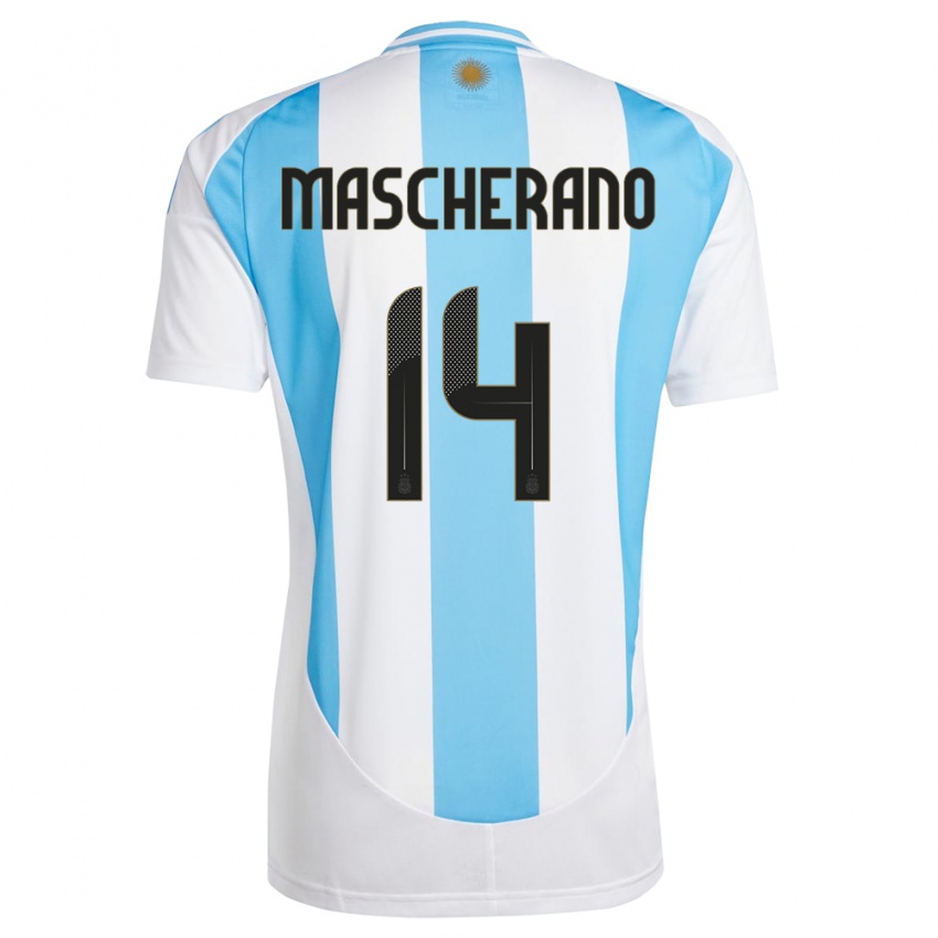 Niño Camiseta Argentina Javier Mascherano #14 Blanco Azul 1ª Equipación 24-26 La Camisa Argentina