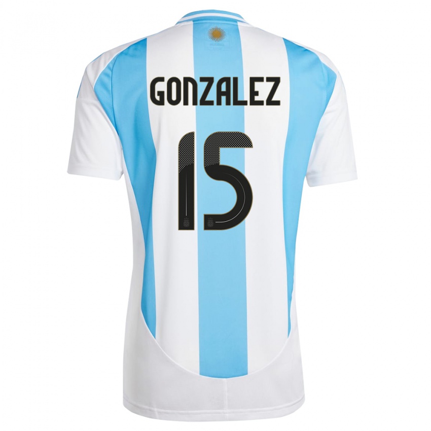 Niño Camiseta Argentina Nicolas Gonzalez #15 Blanco Azul 1ª Equipación 24-26 La Camisa Argentina