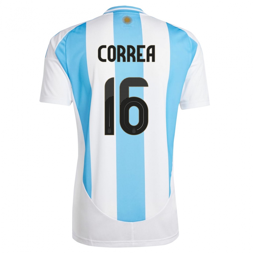 Niño Camiseta Argentina Angel Correa #16 Blanco Azul 1ª Equipación 24-26 La Camisa Argentina