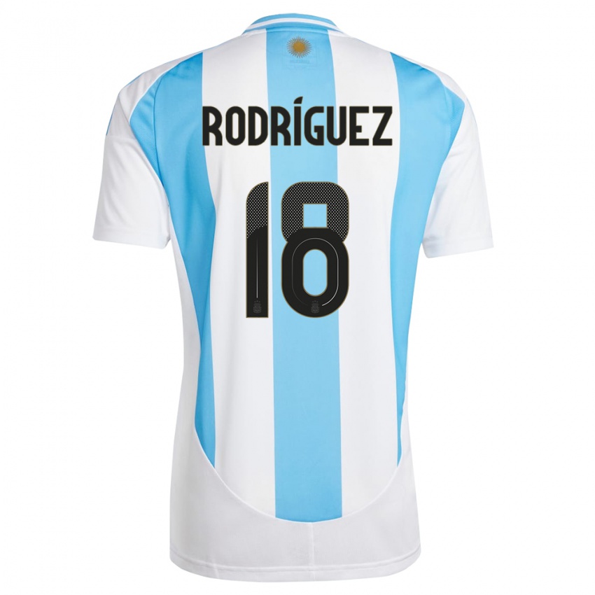 Niño Camiseta Argentina Guido Rodriguez #18 Blanco Azul 1ª Equipación 24-26 La Camisa Argentina