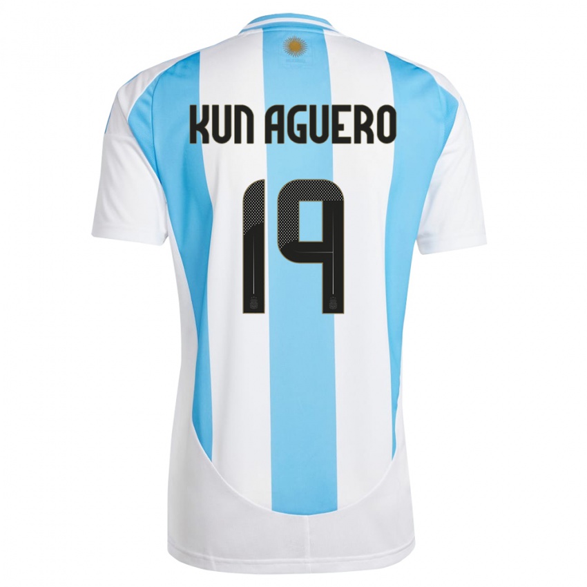 Niño Camiseta Argentina Sergio Aguero #19 Blanco Azul 1ª Equipación 24-26 La Camisa Argentina