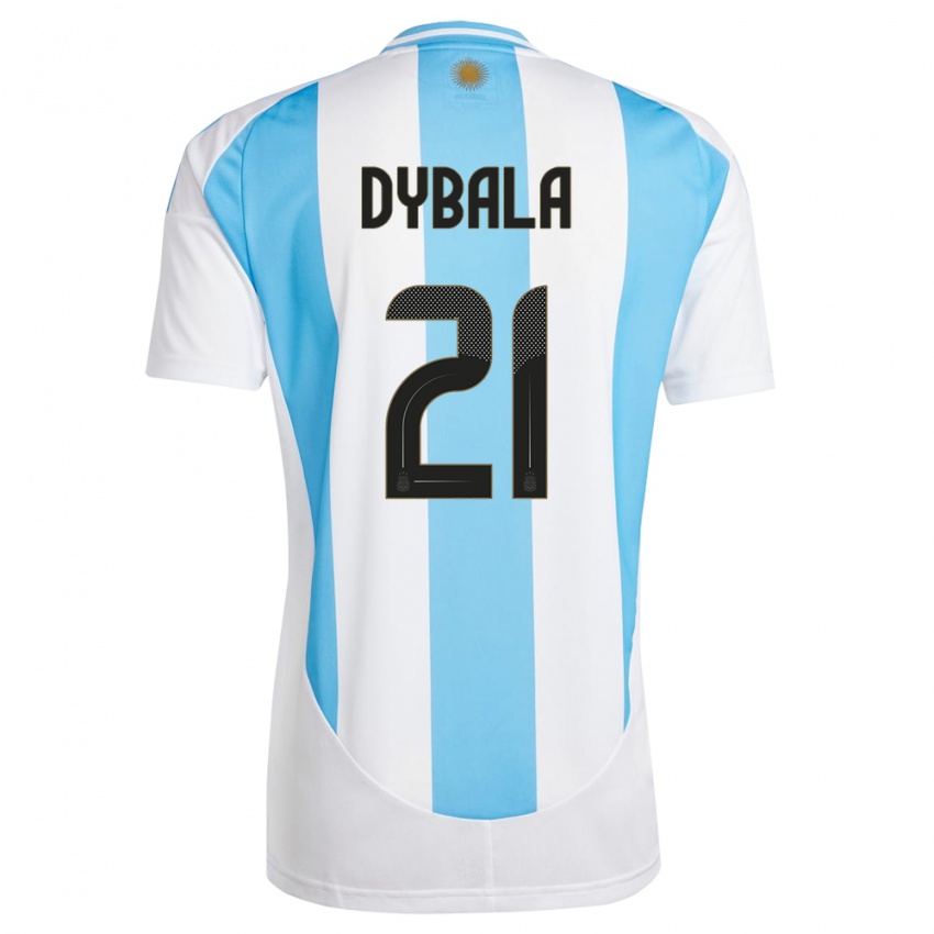 Niño Camiseta Argentina Paulo Dybala #21 Blanco Azul 1ª Equipación 24-26 La Camisa Argentina