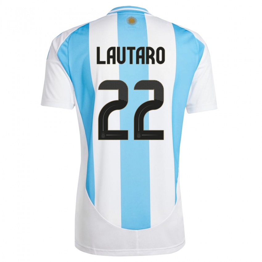 Niño Camiseta Argentina Lautaro Martinez #22 Blanco Azul 1ª Equipación 24-26 La Camisa Argentina