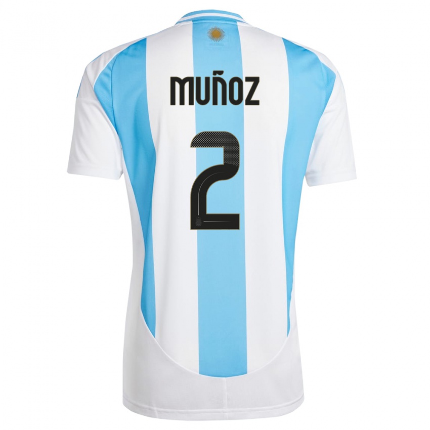 Niño Camiseta Argentina Luana Munoz #2 Blanco Azul 1ª Equipación 24-26 La Camisa Argentina