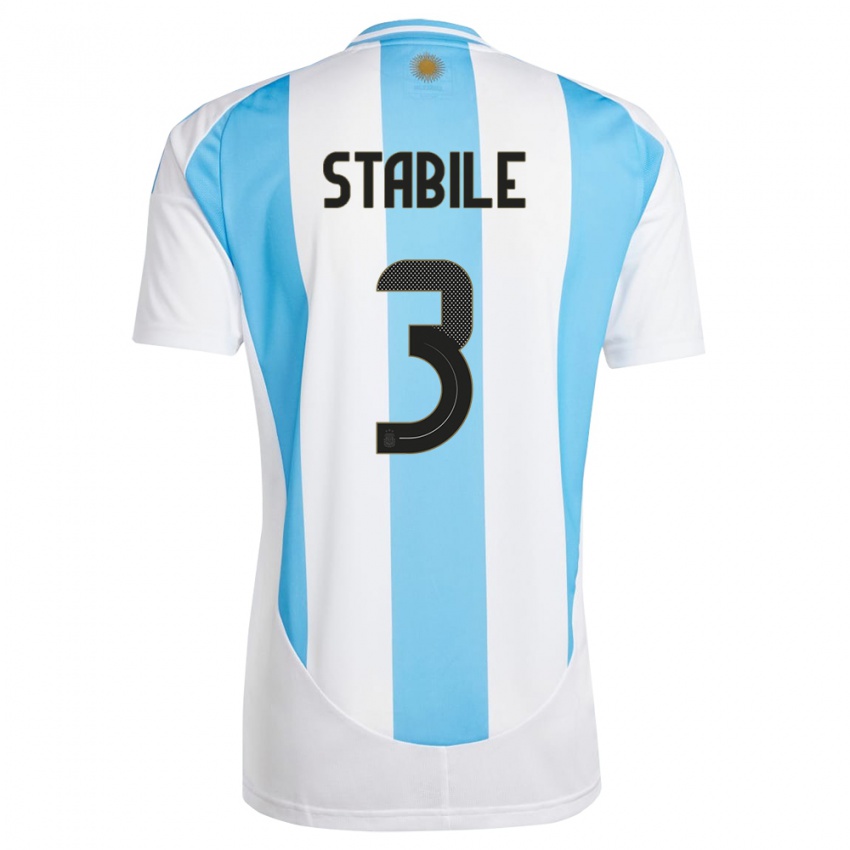 Niño Camiseta Argentina Eliana Stabile #3 Blanco Azul 1ª Equipación 24-26 La Camisa Argentina