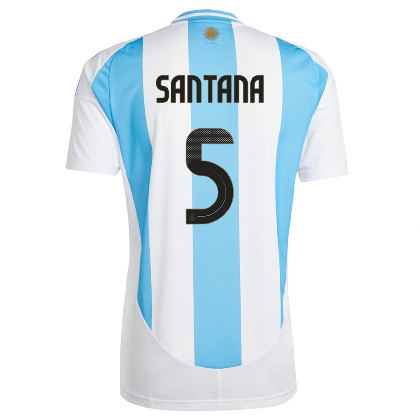 Niño Camiseta Argentina Vanesa Santana #5 Blanco Azul 1ª Equipación 24-26 La Camisa Argentina