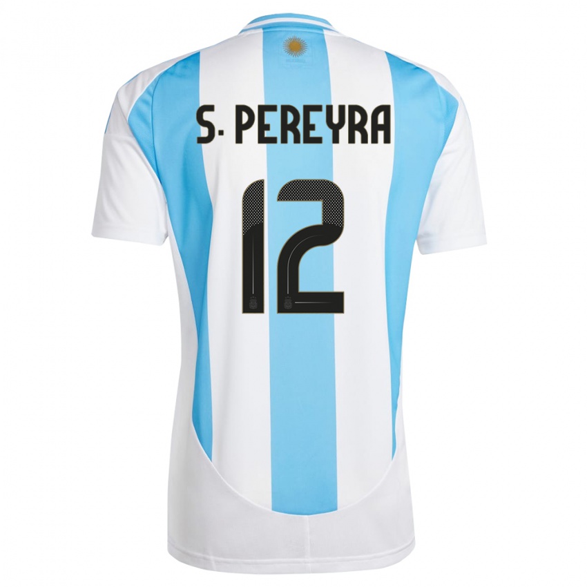 Niño Camiseta Argentina Solana Pereyra #12 Blanco Azul 1ª Equipación 24-26 La Camisa Argentina