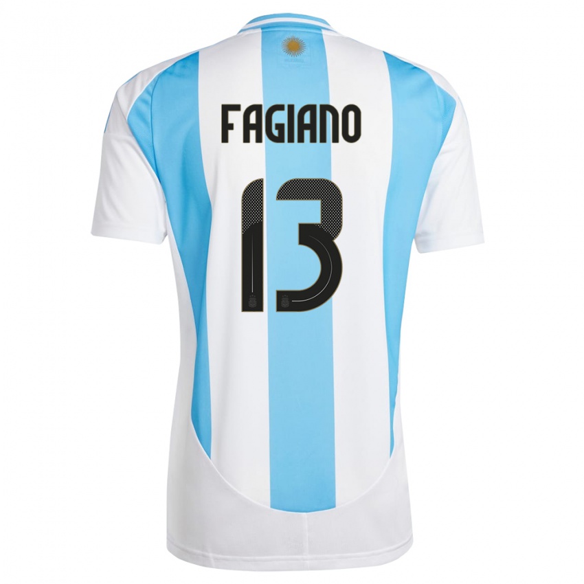 Niño Camiseta Argentina Paloma Fagiano #13 Blanco Azul 1ª Equipación 24-26 La Camisa Argentina