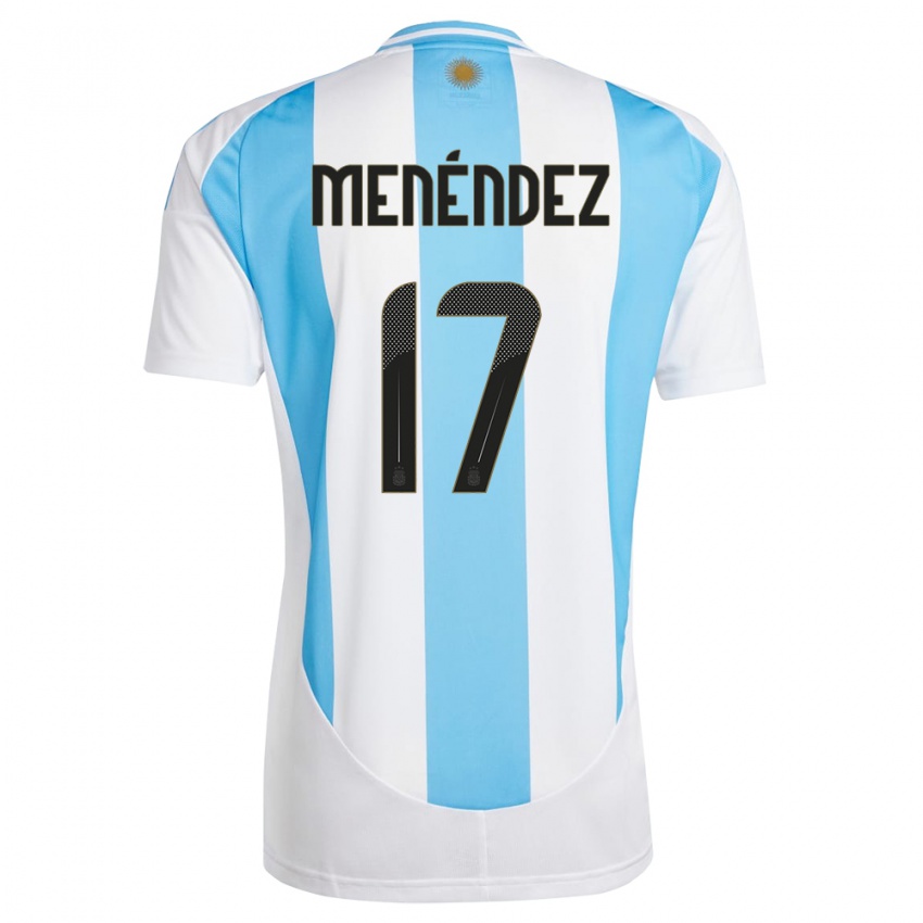 Niño Camiseta Argentina Milagros Menendez #17 Blanco Azul 1ª Equipación 24-26 La Camisa Argentina