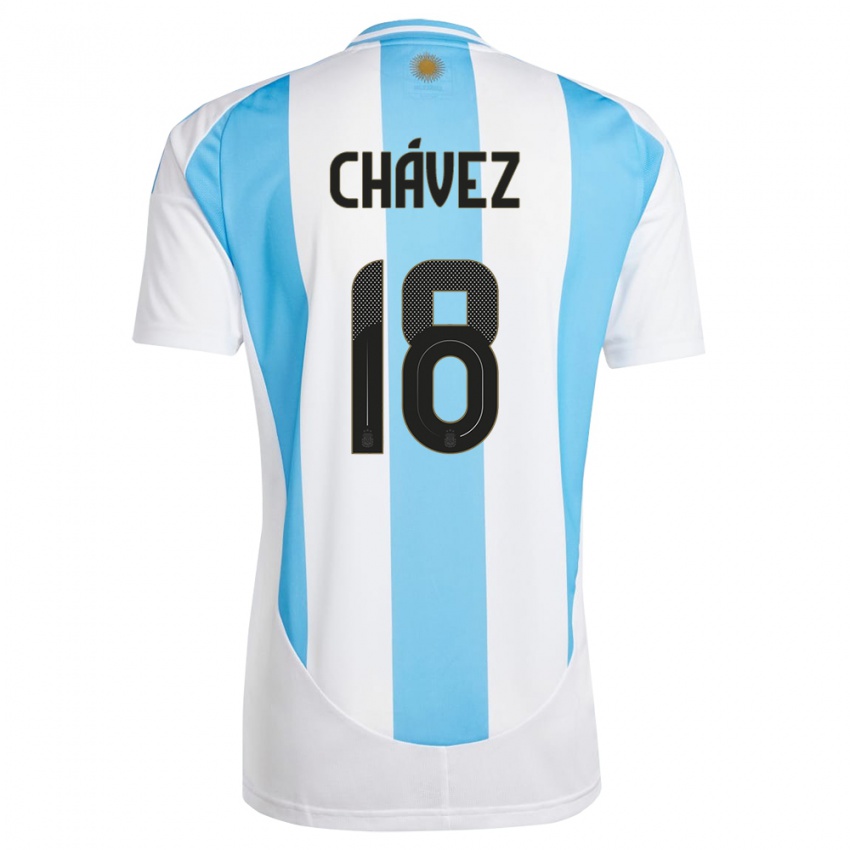 Niño Camiseta Argentina Gabriela Chavez #18 Blanco Azul 1ª Equipación 24-26 La Camisa Argentina