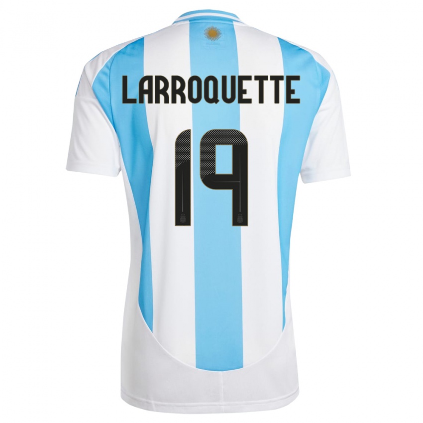 Niño Camiseta Argentina Mariana Larroquette #19 Blanco Azul 1ª Equipación 24-26 La Camisa Argentina