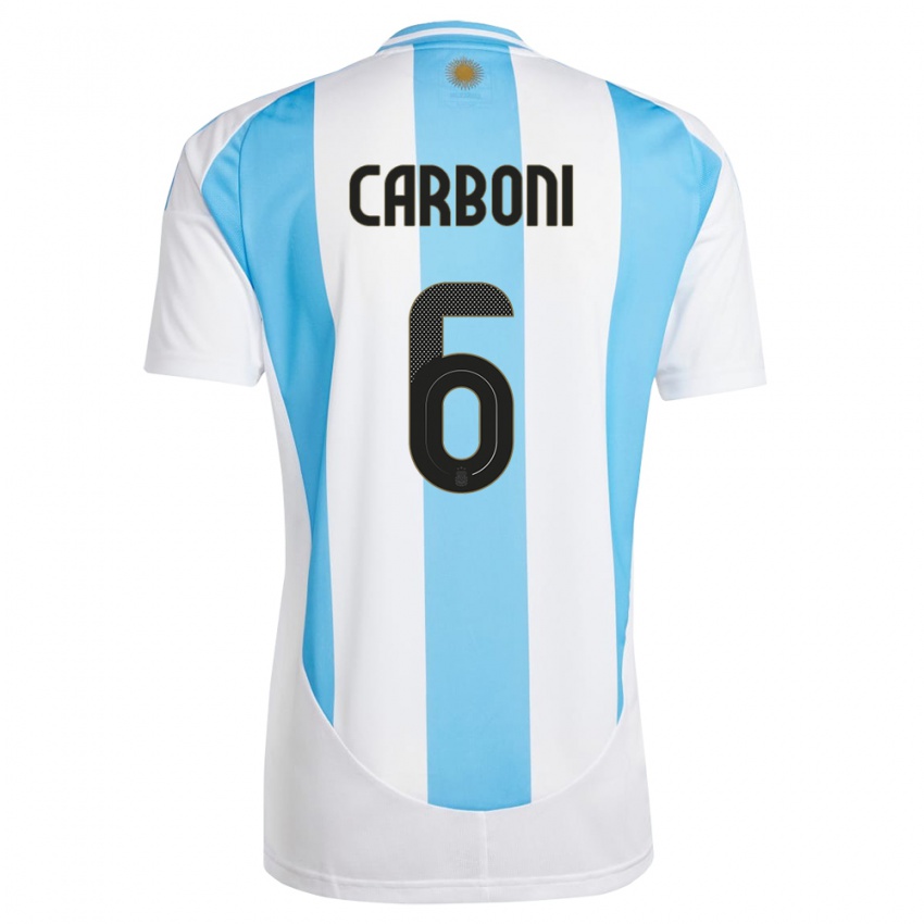 Niño Camiseta Argentina Franco Carboni #6 Blanco Azul 1ª Equipación 24-26 La Camisa Argentina