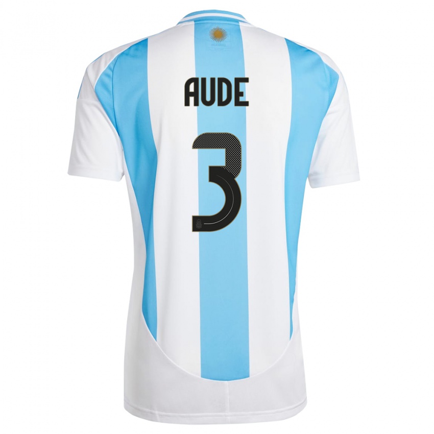 Niño Camiseta Argentina Julian Aude #3 Blanco Azul 1ª Equipación 24-26 La Camisa Argentina