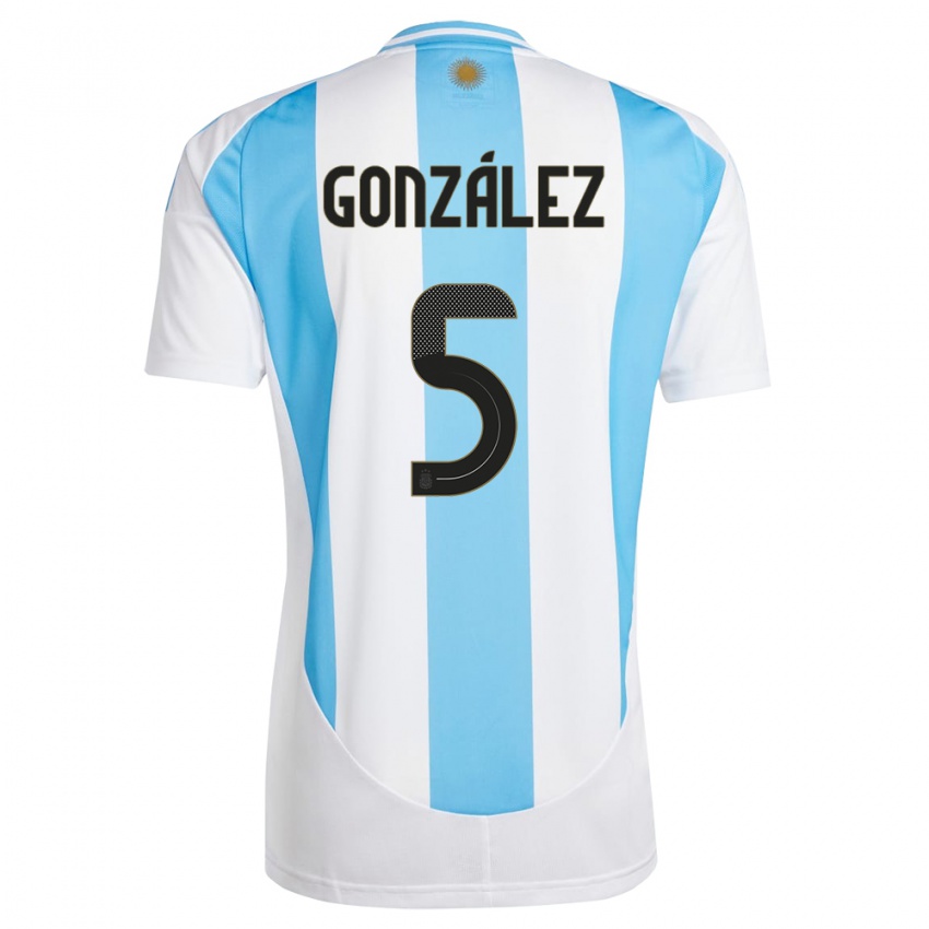 Niño Camiseta Argentina Maximiliano Gonzalez #5 Blanco Azul 1ª Equipación 24-26 La Camisa Argentina