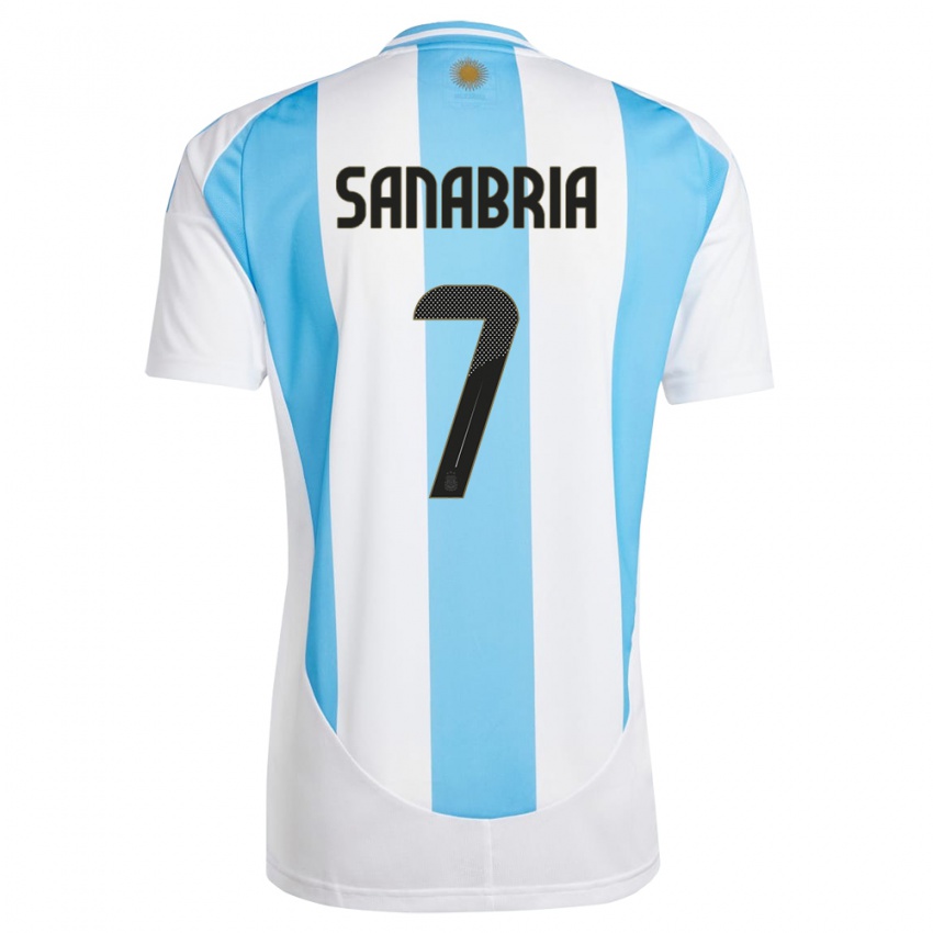 Niño Camiseta Argentina Mateo Sanabria #7 Blanco Azul 1ª Equipación 24-26 La Camisa Argentina