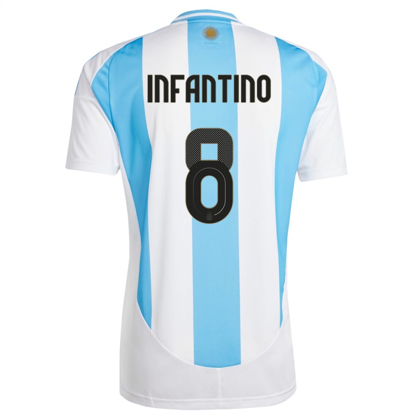 Niño Camiseta Argentina Gino Infantino #8 Blanco Azul 1ª Equipación 24-26 La Camisa Argentina