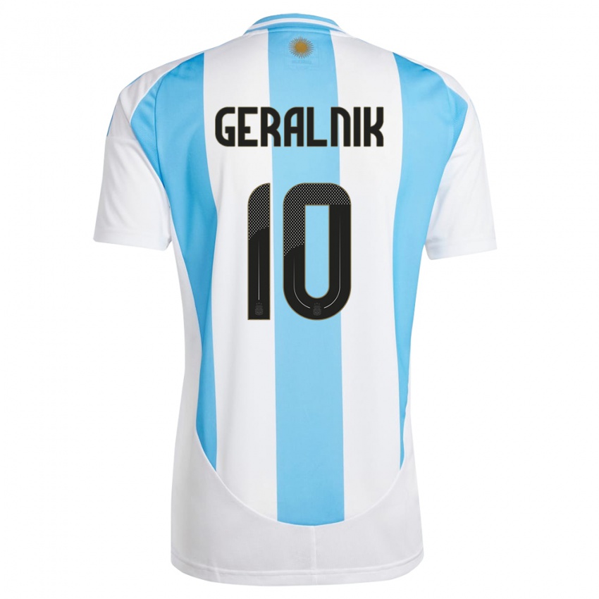 Niño Camiseta Argentina Tiago Geralnik #10 Blanco Azul 1ª Equipación 24-26 La Camisa Argentina