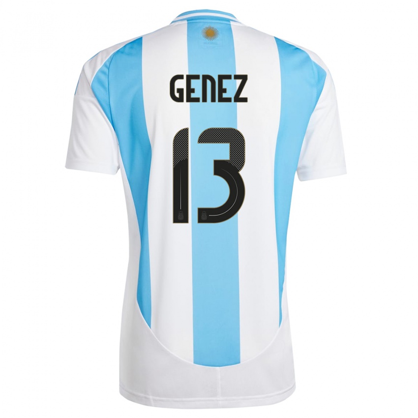 Niño Camiseta Argentina Nahuel Genez #13 Blanco Azul 1ª Equipación 24-26 La Camisa Argentina