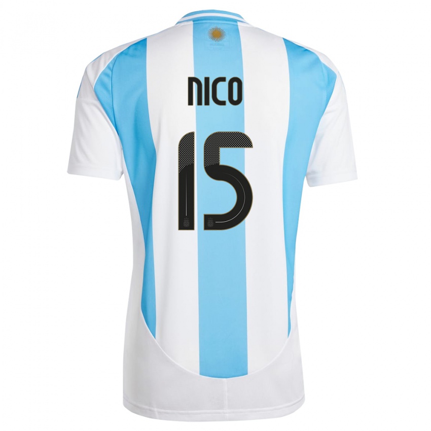 Niño Camiseta Argentina Nico #15 Blanco Azul 1ª Equipación 24-26 La Camisa Argentina