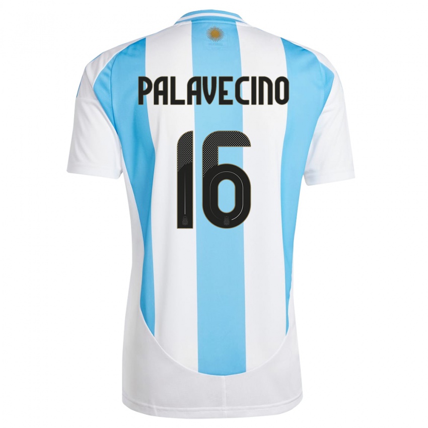 Niño Camiseta Argentina Nicolas Palavecino #16 Blanco Azul 1ª Equipación 24-26 La Camisa Argentina