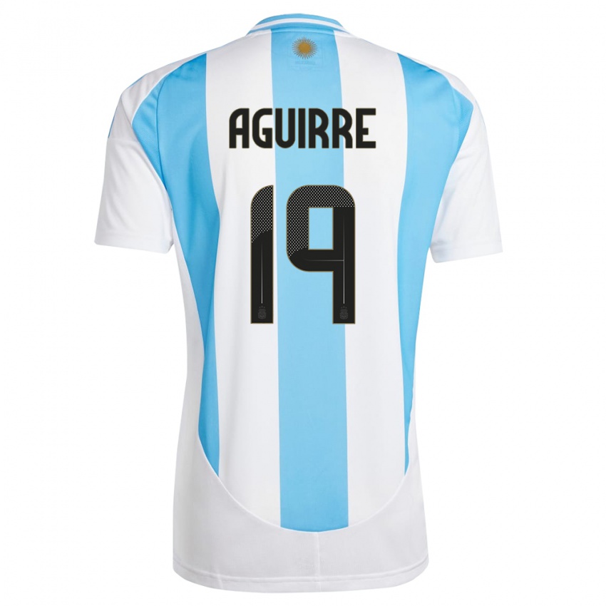 Niño Camiseta Argentina Brian Aguirre #19 Blanco Azul 1ª Equipación 24-26 La Camisa Argentina