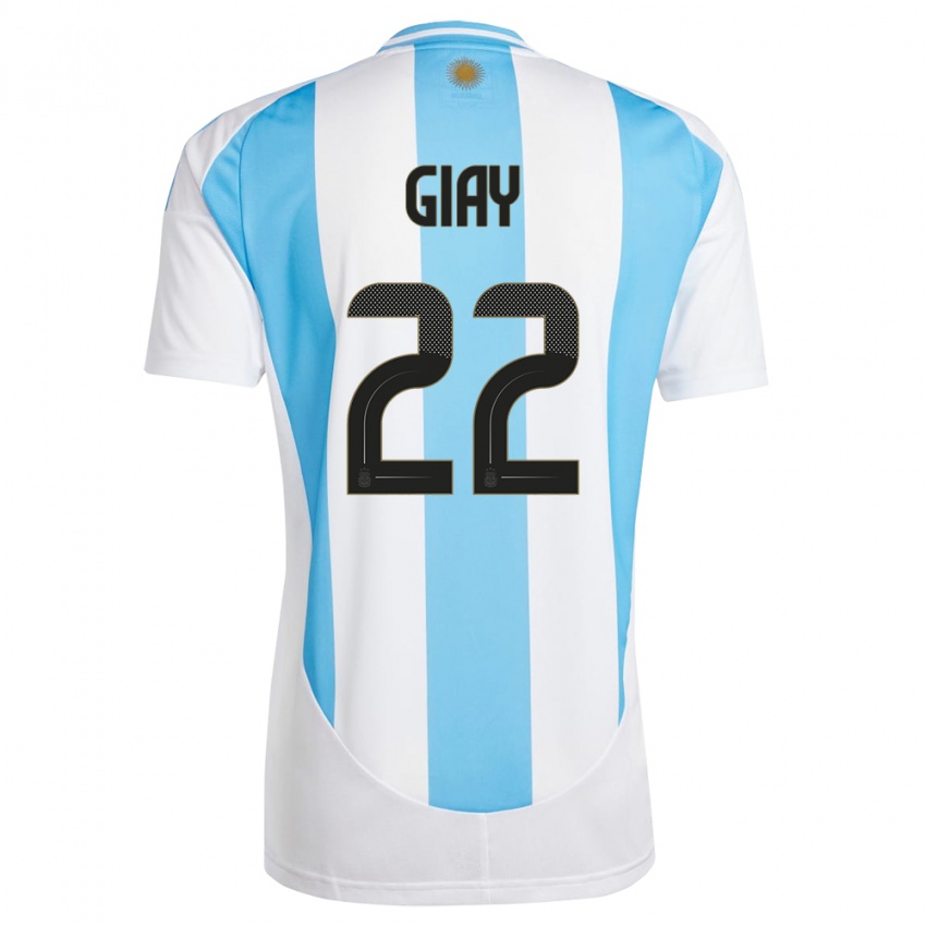 Niño Camiseta Argentina Agustin Giay #22 Blanco Azul 1ª Equipación 24-26 La Camisa Argentina