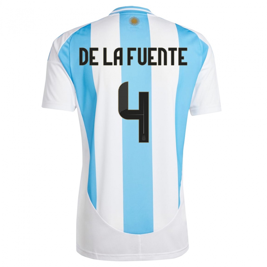 Niño Camiseta Argentina Hernan De La Fuente #4 Blanco Azul 1ª Equipación 24-26 La Camisa Argentina