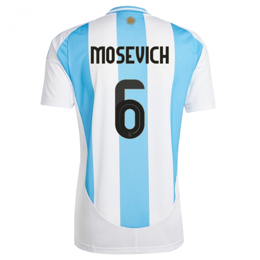 Niño Camiseta Argentina Leonel Mosevich #6 Blanco Azul 1ª Equipación 24-26 La Camisa Argentina