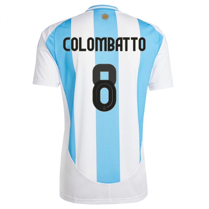 Niño Camiseta Argentina Santiago Colombatto #8 Blanco Azul 1ª Equipación 24-26 La Camisa Argentina