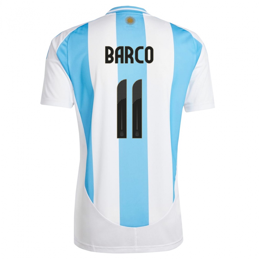 Niño Camiseta Argentina Ezequiel Barco #11 Blanco Azul 1ª Equipación 24-26 La Camisa Argentina