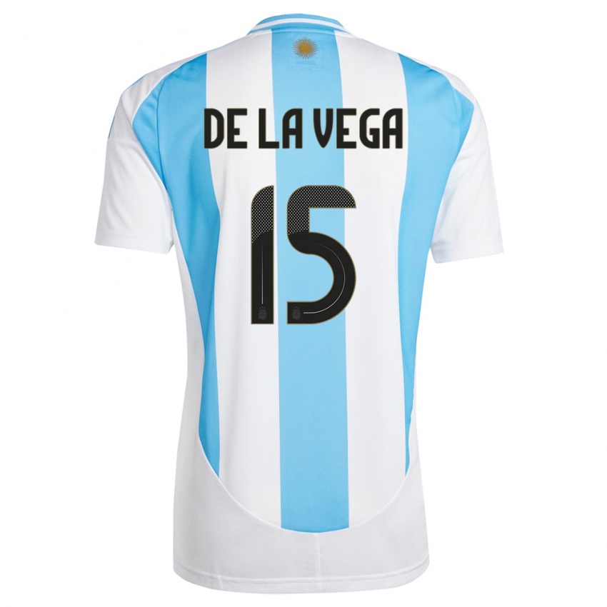 Niño Camiseta Argentina Pedro De La Vega #15 Blanco Azul 1ª Equipación 24-26 La Camisa Argentina