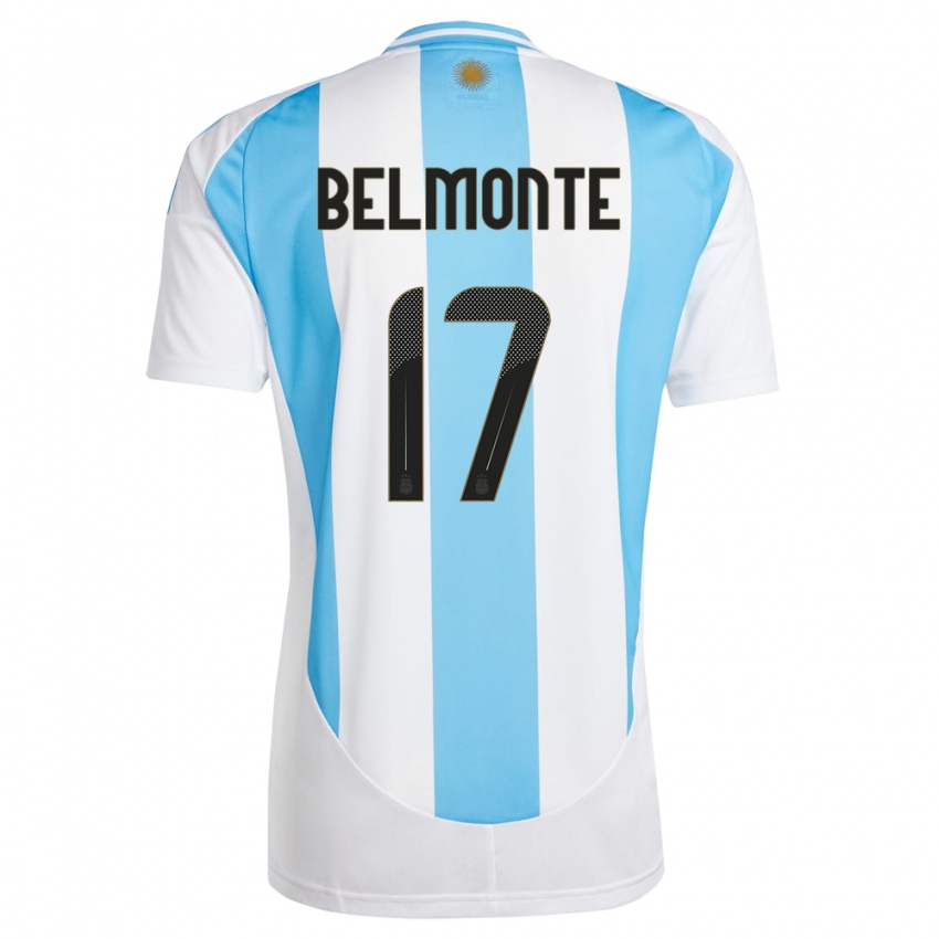 Niño Camiseta Argentina Tomas Belmonte #17 Blanco Azul 1ª Equipación 24-26 La Camisa Argentina