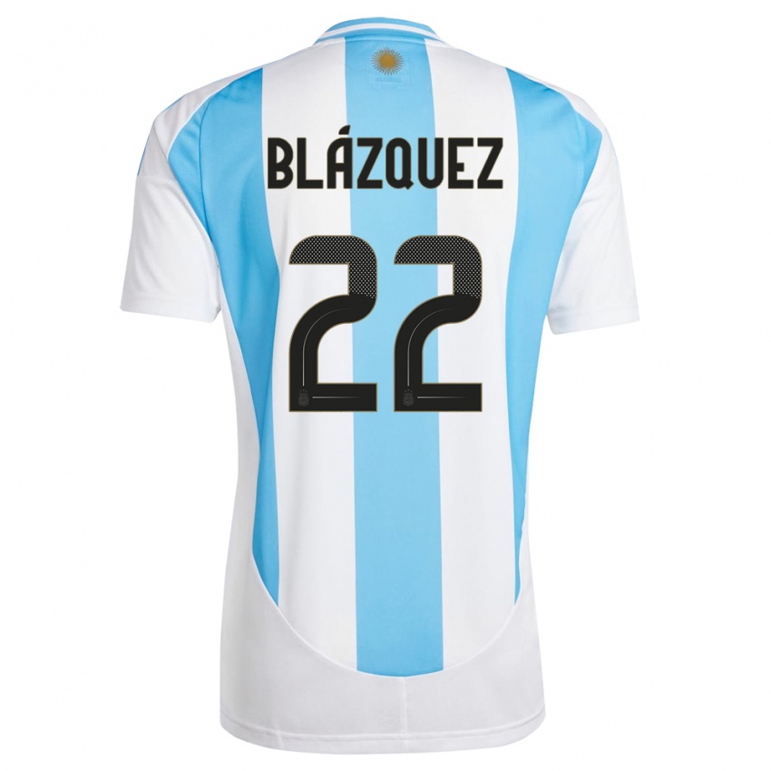 Niño Camiseta Argentina Joaquin Blazquez #22 Blanco Azul 1ª Equipación 24-26 La Camisa Argentina