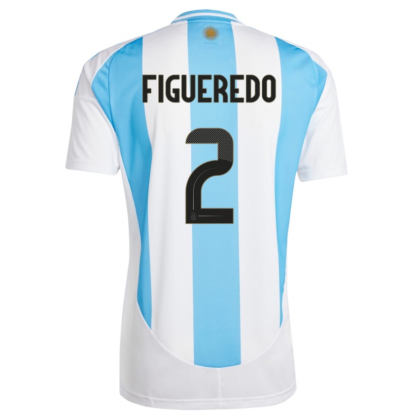 Niño Camiseta Argentina Leandro Figueredo #2 Blanco Azul 1ª Equipación 24-26 La Camisa Argentina