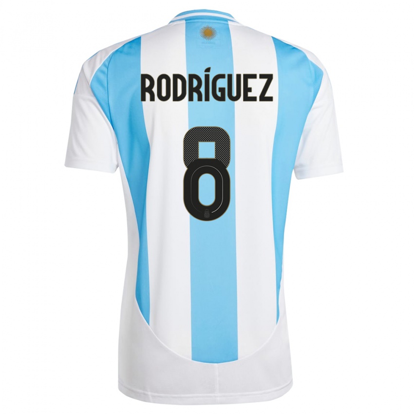 Niño Camiseta Argentina Agustin Rodriguez #8 Blanco Azul 1ª Equipación 24-26 La Camisa Argentina