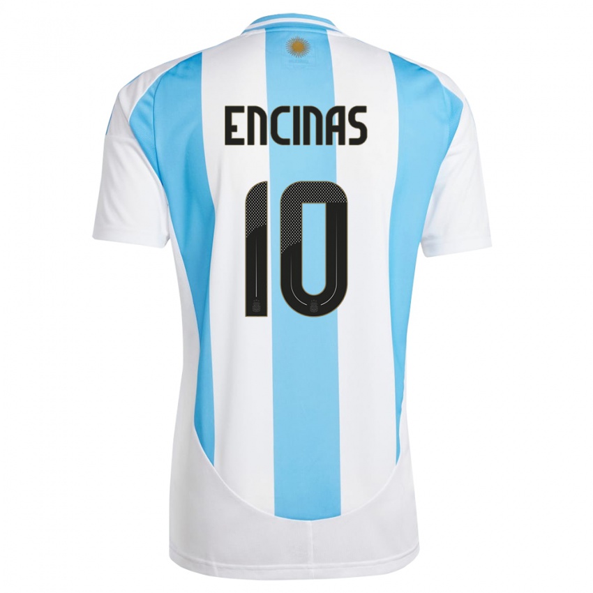 Niño Camiseta Argentina Axel Encinas #10 Blanco Azul 1ª Equipación 24-26 La Camisa Argentina