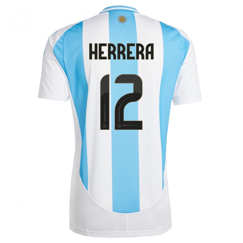Niño Camiseta Argentina Franco Herrera #12 Blanco Azul 1ª Equipación 24-26 La Camisa Argentina