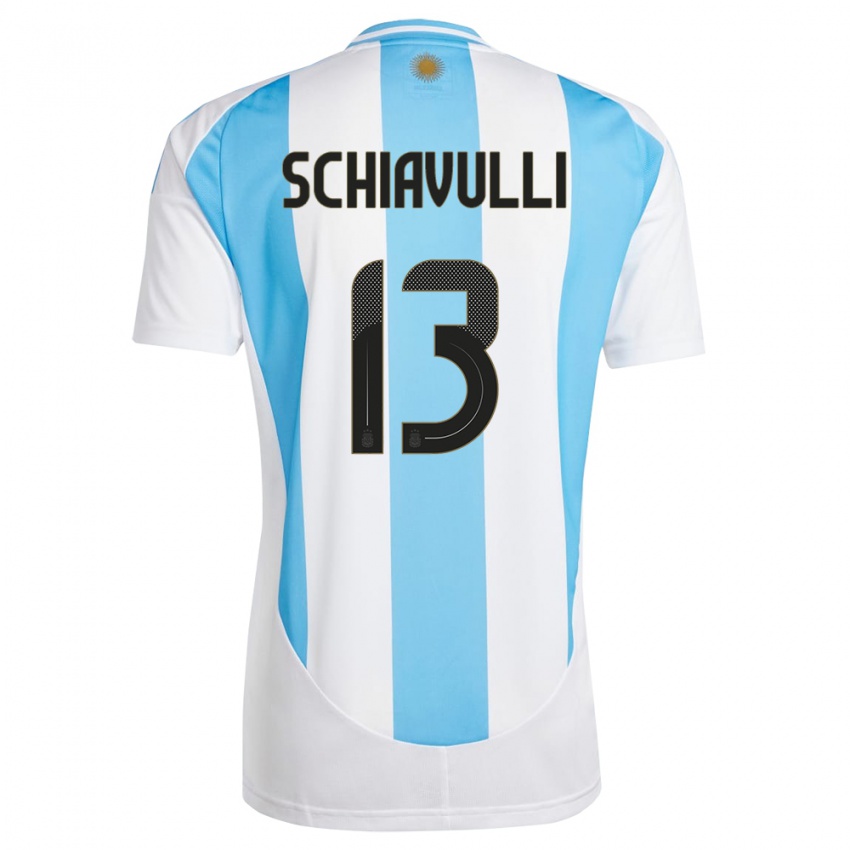 Niño Camiseta Argentina Thiago Schiavulli #13 Blanco Azul 1ª Equipación 24-26 La Camisa Argentina