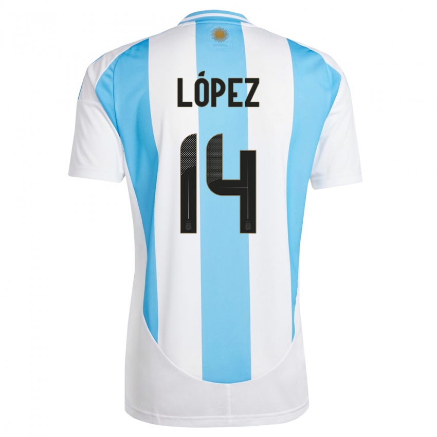 Niño Camiseta Argentina Lautaro Lopez #14 Blanco Azul 1ª Equipación 24-26 La Camisa Argentina