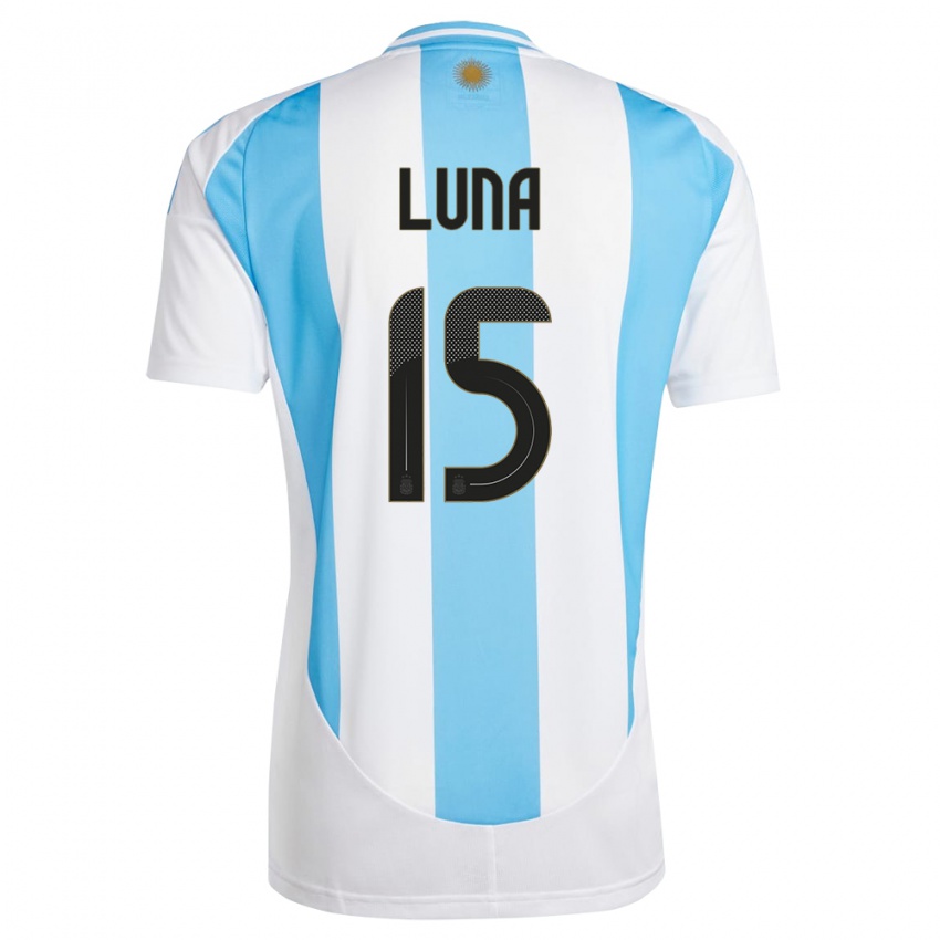 Niño Camiseta Argentina Alex Luna #15 Blanco Azul 1ª Equipación 24-26 La Camisa Argentina