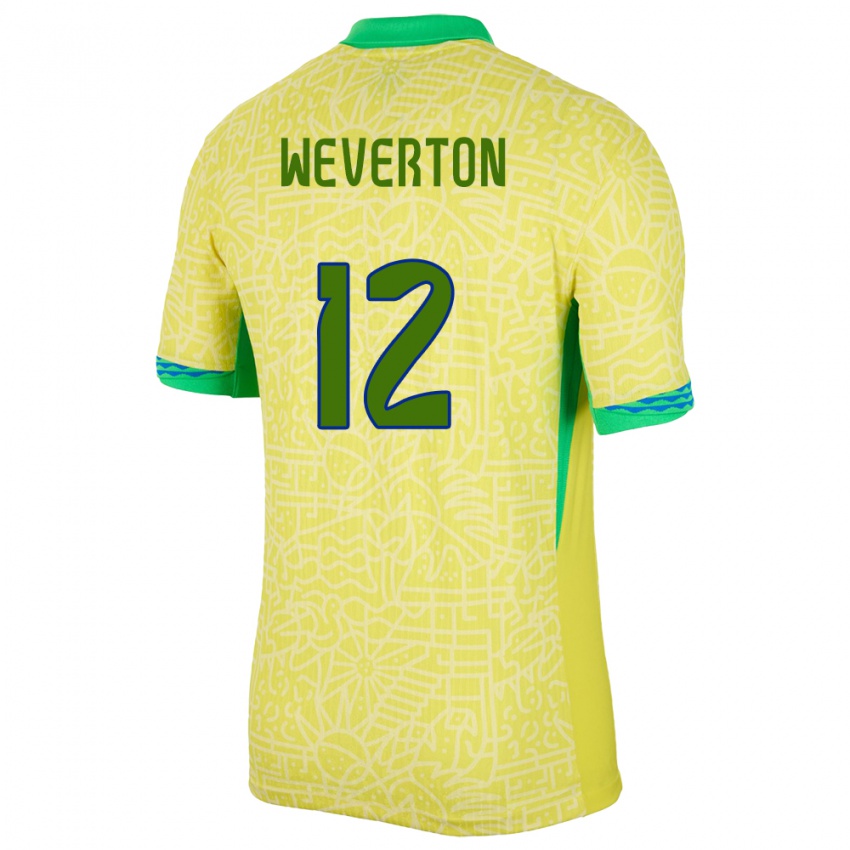 Niño Camiseta Brasil Weverton #12 Amarillo 1ª Equipación 24-26 La Camisa Argentina