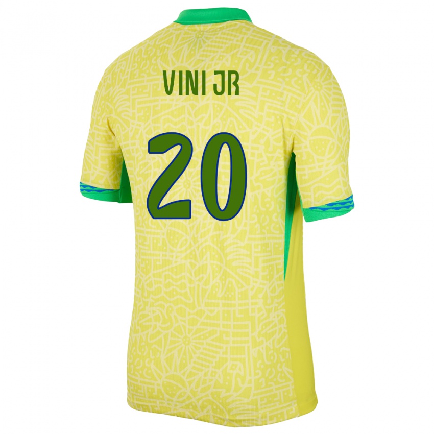 Niño Camiseta Brasil Vinicius Junior #20 Amarillo 1ª Equipación 24-26 La Camisa Argentina