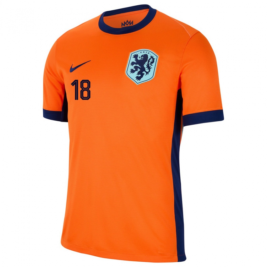 Niño Camiseta Países Bajos Kenneth Taylor #18 Naranja 1ª Equipación 24-26 La Camisa Argentina