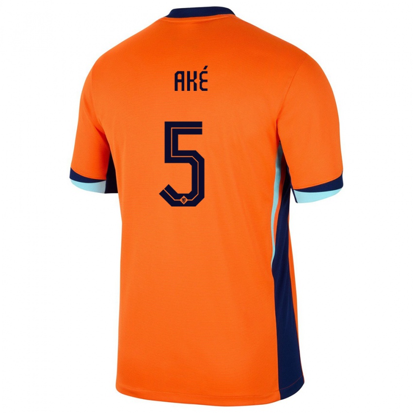 Niño Camiseta Países Bajos Nathan Ake #5 Naranja 1ª Equipación 24-26 La Camisa Argentina